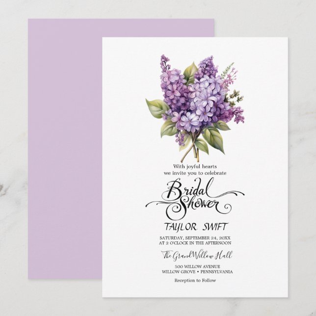 Rustic Lilac | Invitación a la ducha de novia (Anverso / Reverso)