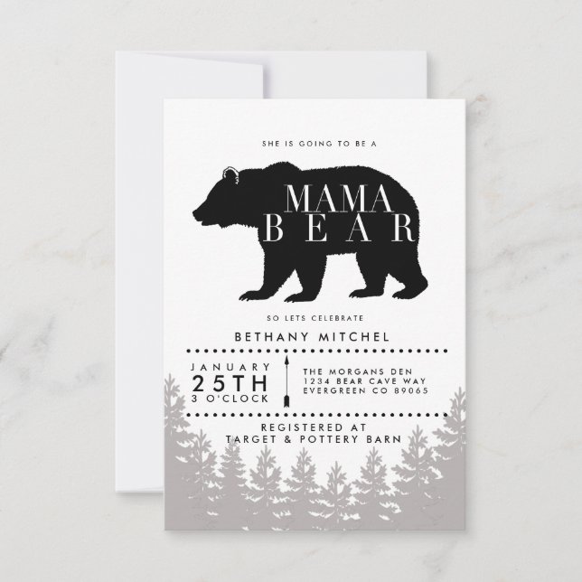 Rustic Mama Bear | Invitación de Baby Shower (Anverso)