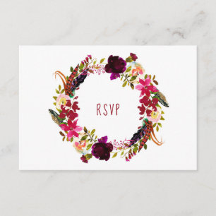 RUSTIC Maroon Floral Wreath Wood RSVP bufé 3979