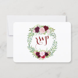 Rustic Marsala Floral Burgundy Wedding RSVP