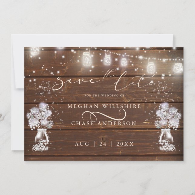 Rustic Mason Jar String ilumina el descalzoBride™ (Anverso)