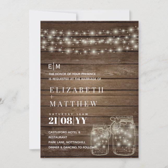 Rustic Mason Jars Wedding Invitation (Anverso)
