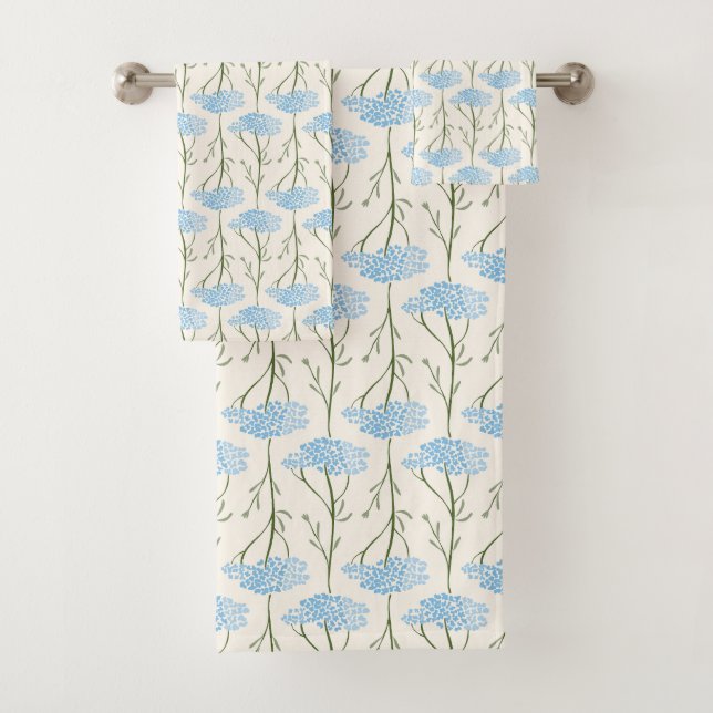 Rustic Meadow Yarrow Wildflower Botanical Sky Blue (In situ)