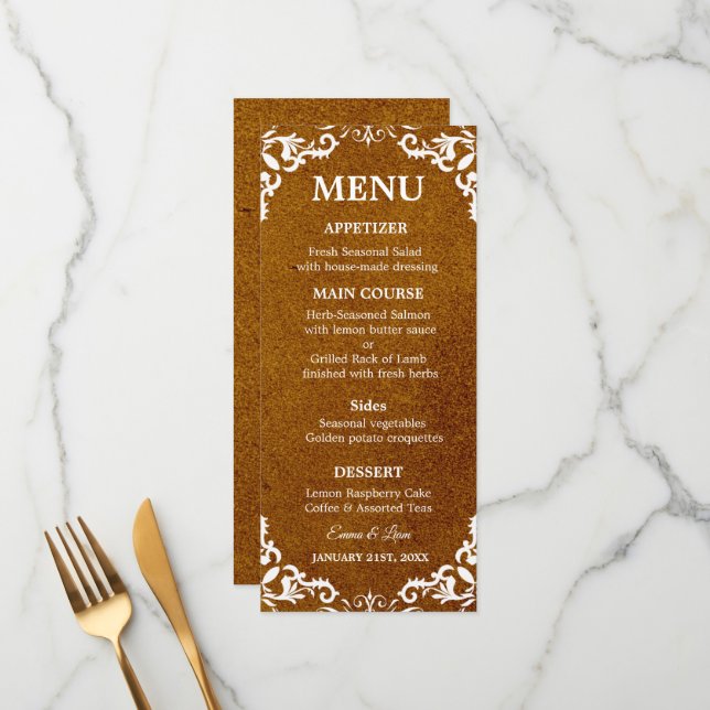 Rustic Mexican Wedding Menu Card (Anverso/Reverso In Situ)