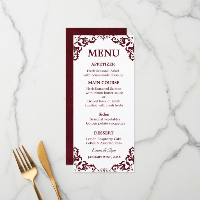 Rustic Mexican Wedding Menu Card (Anverso/Reverso In Situ)