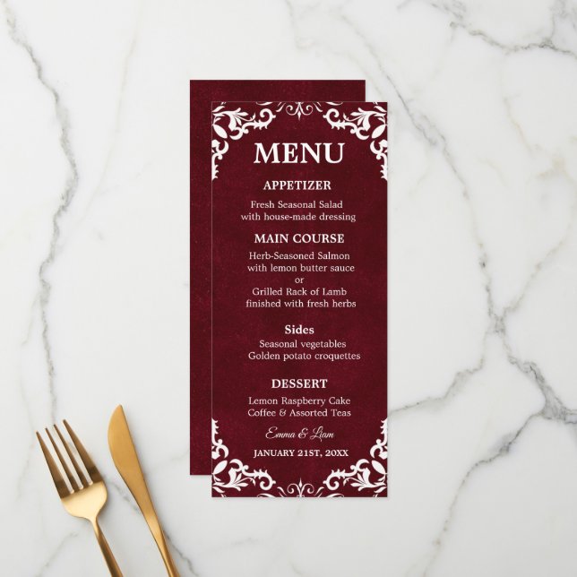 Rustic Mexican Wedding Menu Card (Anverso/Reverso In Situ)