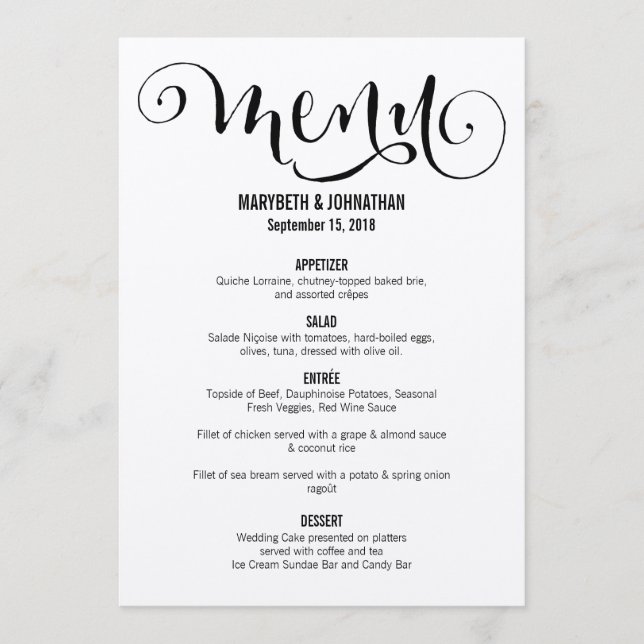 Rustic Modern We Do Script Boda Menu Card (Anverso)