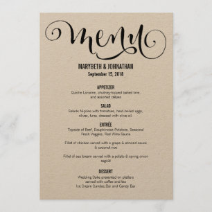 Rustic Modern We Do Script Boda Menu Card