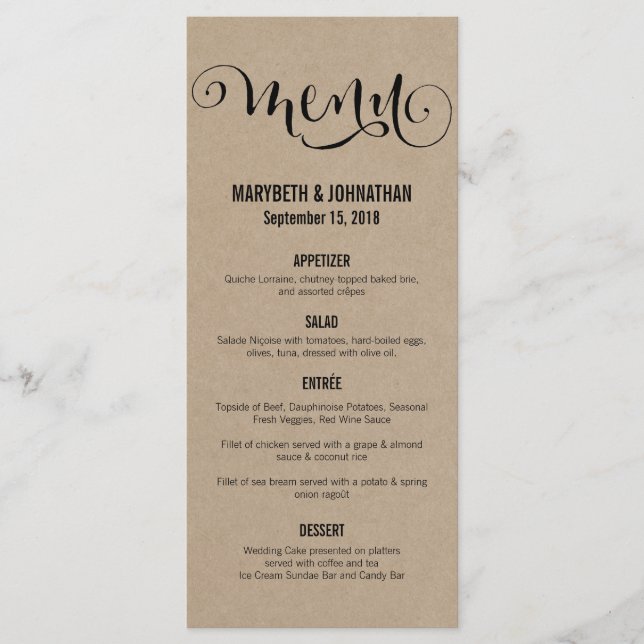 Rustic Modern We Do Script Boda Menu Card (Anverso)