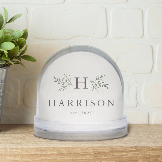 Rustic monogram newlywed one photo snow globe (Subido por el creador)