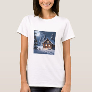 Rustic Moonlight Cosy Winter Cabin Camiseta
