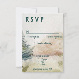 Rustic Mountain Arbor Evergreen Menú Boda RSVP