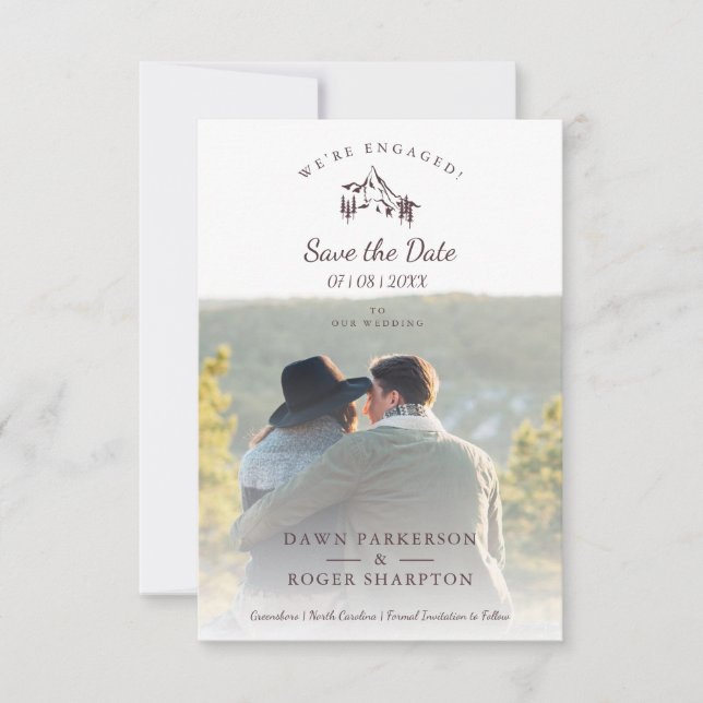 Rustic Mountains Photo Engaged Couple (Anverso)