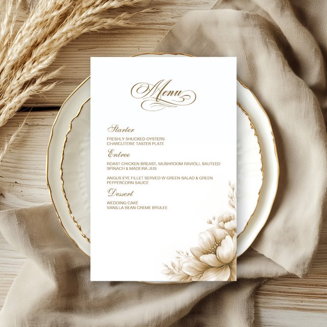 Rustic Neutral Floral Wedding Menu (Subido por el creador)