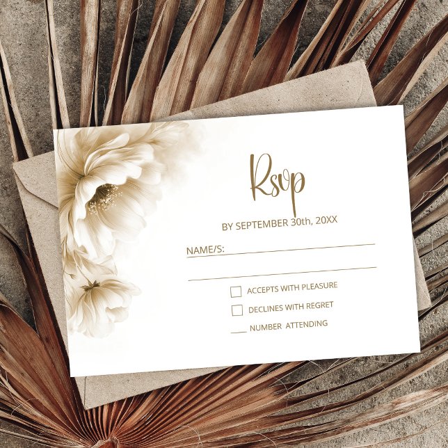 Rustic Neutral Floral Wedding RSVP (Subido por el creador)