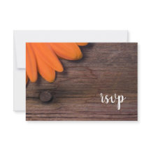 Rustic Orange Daisy Ranch Wedding RSVP Card