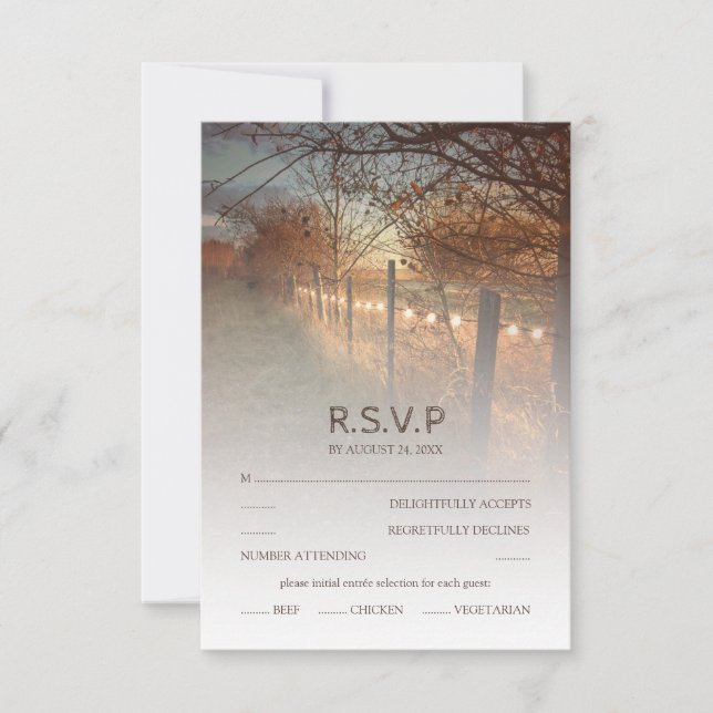 Rustic Otumn Farm Country Fall Wedding RSVP (Anverso)