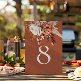 Rustic Otumn Florals Terracotta Table Number