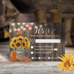 Rustic Otumn Sunflower Jar Pumpkin Wedding RSVP