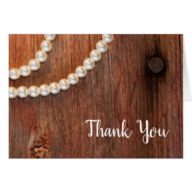 Rustic Pearls Barn Wood Country Wedding Gracias (Anverso (Horizontal))