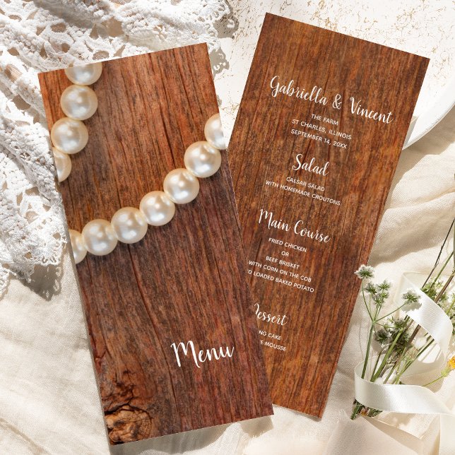 Rustic Pearls y Barn Wood Country Wedding Menu (Subido por el creador)