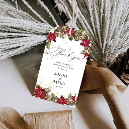 Rustic Pine Poinsettia Boda Gracias etiqueta de re