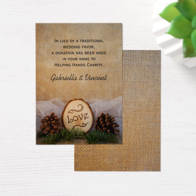 Rustic Pines Boda Woodland Favor de la Caridad (Escritorio)