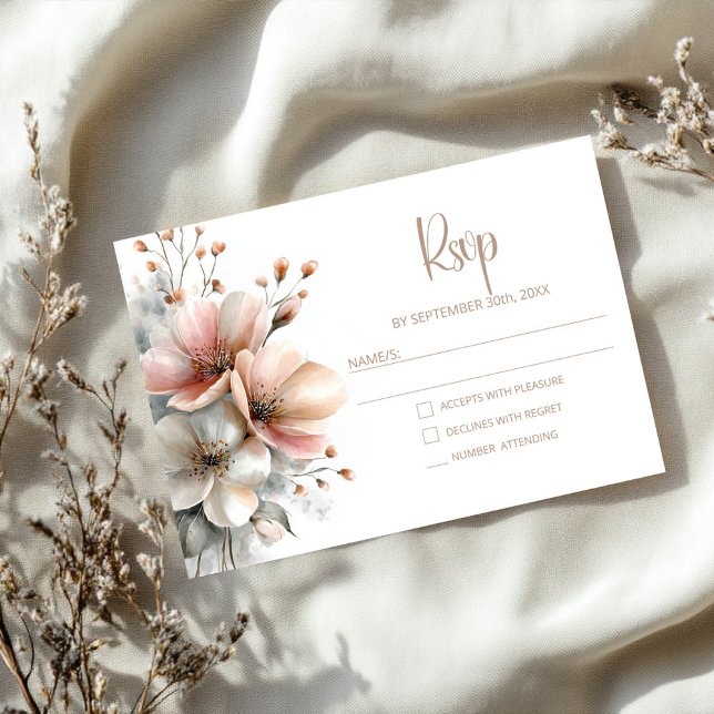 Rustic Pink Floral Wedding RSVP (Subido por el creador)