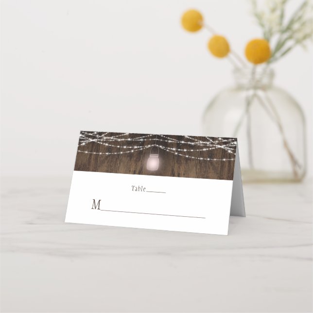 Rustic Pink Mason Jar String ilumina las tarjetas  (Anverso)