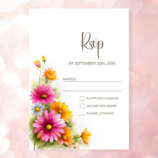 Rustic Pink Orange Floral Wedding RSVP (Subido por el creador)