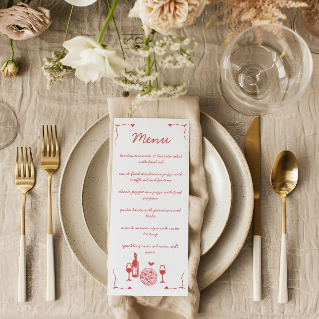 Rustic Pizza & Wine Bridal Shower Flat Menu (Subido por el creador)