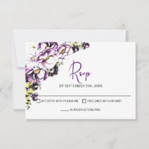 Rustic Purple Floral Wedding RSVP