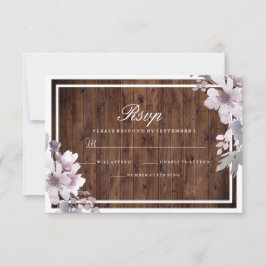 Rustic Purple Floral Winter Wedding RSVP