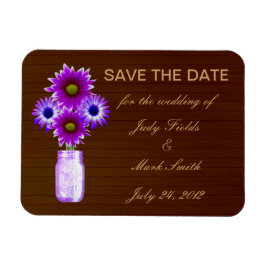 Rustic Purple Mason Jar Salva el imán de la fecha