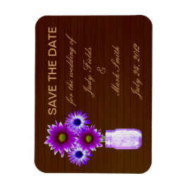 Rustic Purple Mason Jar Salva el imán de la fecha