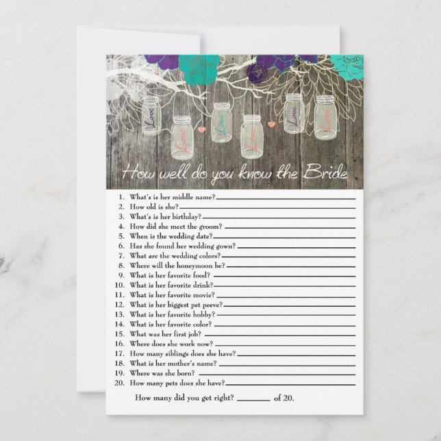 Rustic ¿Qué tan bien conoces el juego de la novia? (Anverso)