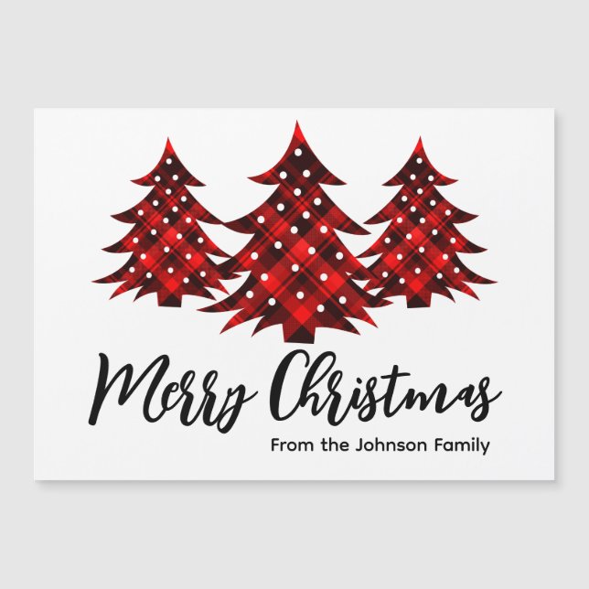 Rustic Red Plaid Blank Merry Christmas Trees (Anverso)