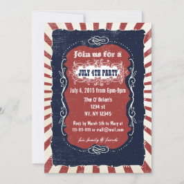 Rustic Retro Vintage 4 de julio invitaciones a fie