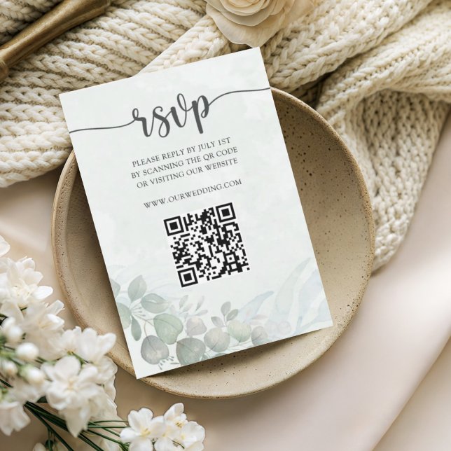 Rustic Sage Green Eucalyptus Wedding RSVP  (Subido por el creador)