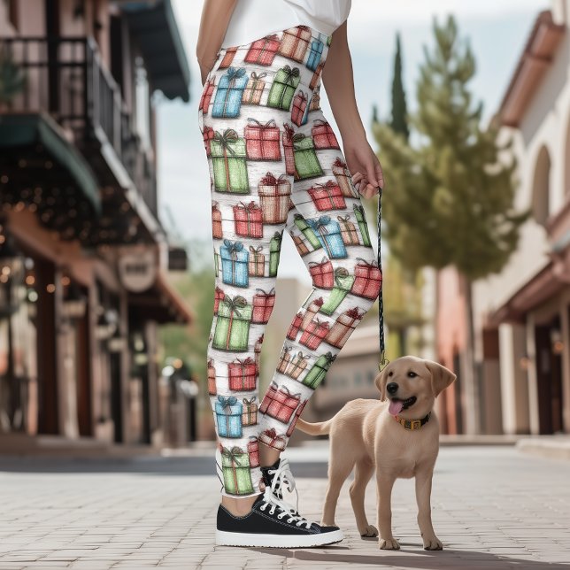 Rustic Scandinavian Wrapped Gifts Holiday Leggings (Subido por el creador)