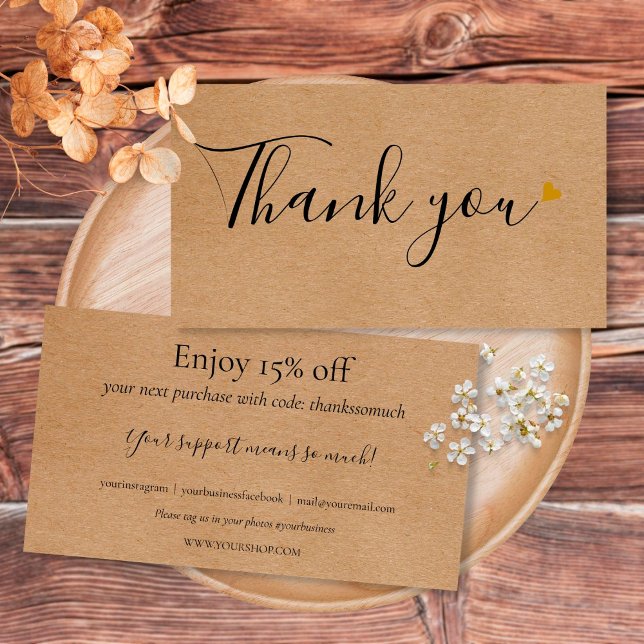 Rustic Script Thank You For Shopping Discount Card (Subido por el creador)