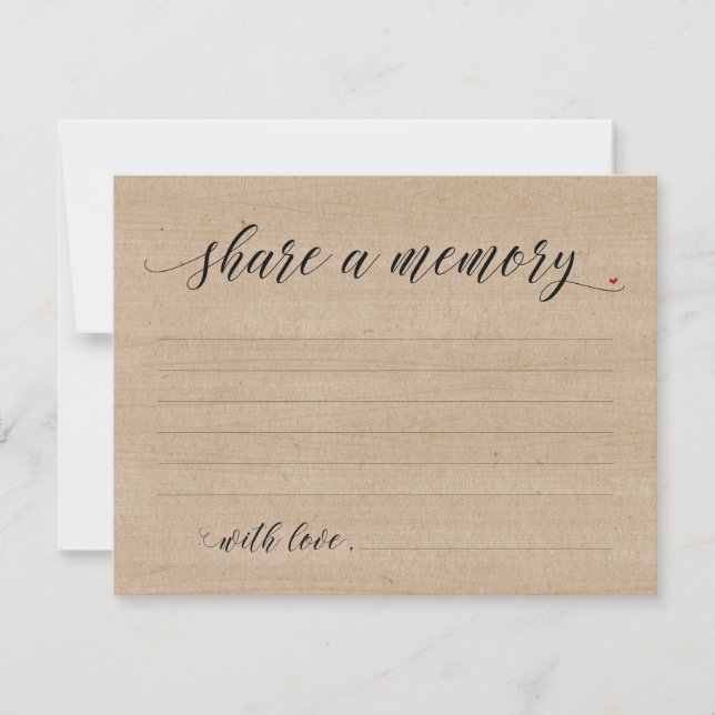 Rustic Share A Memory Sympathy, Tarjeta De Nota Me (Anverso)