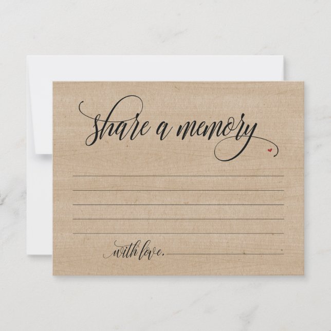 Rustic Share A Memory Sympathy, Tarjeta De Nota Me (Anverso)