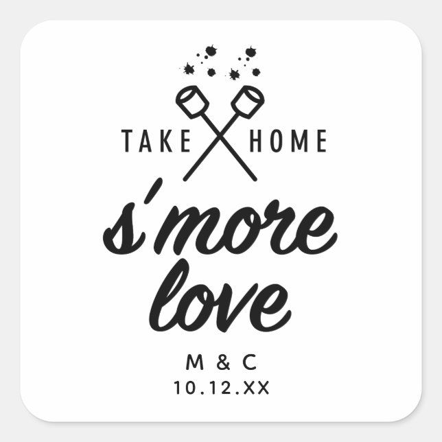 Rustic S'more Love Wedding favorece a Pegatina cua (Anverso)