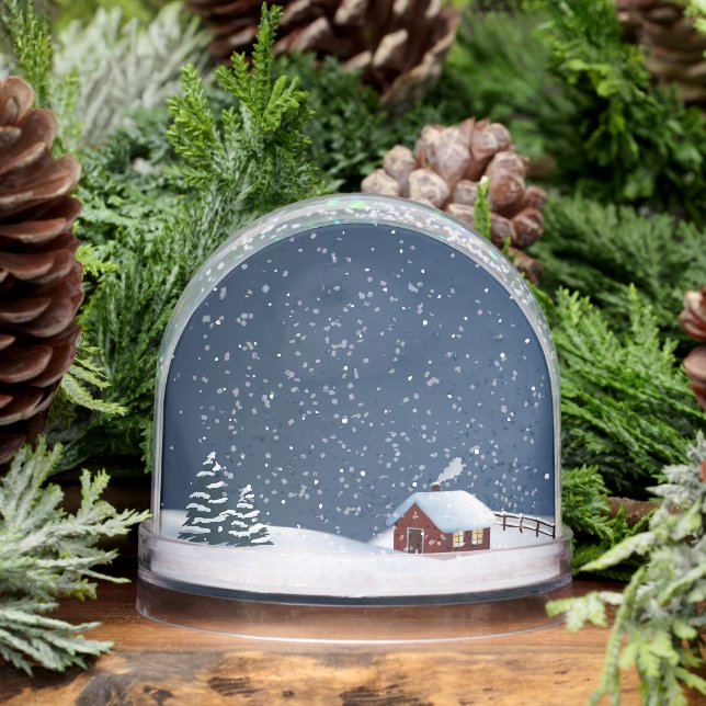 Rustic Snowy Cabin Scene Snow Globe (Invierno)