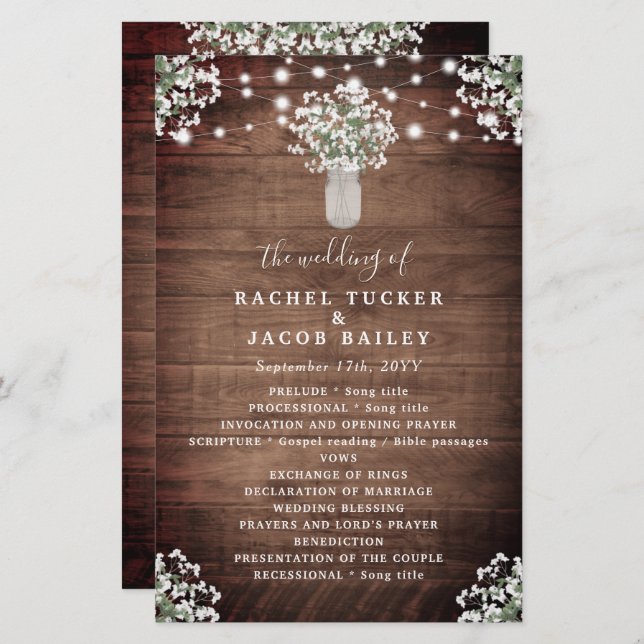 Rustic String ilumina el programa de bodas Mason J (Anverso / Reverso)