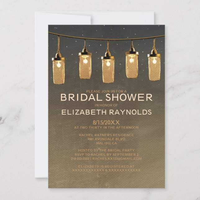 Rustic String ilumina las invitaciones a la ducha  (Anverso)