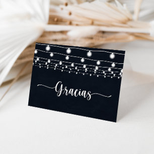 Rustic String Lights Boda Gracias Tarjeta plegada