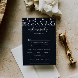 Rustic String Lights Boda Menu Choice RSVP