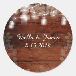 Rustic String Lights Mason Jars Boda Pegatina